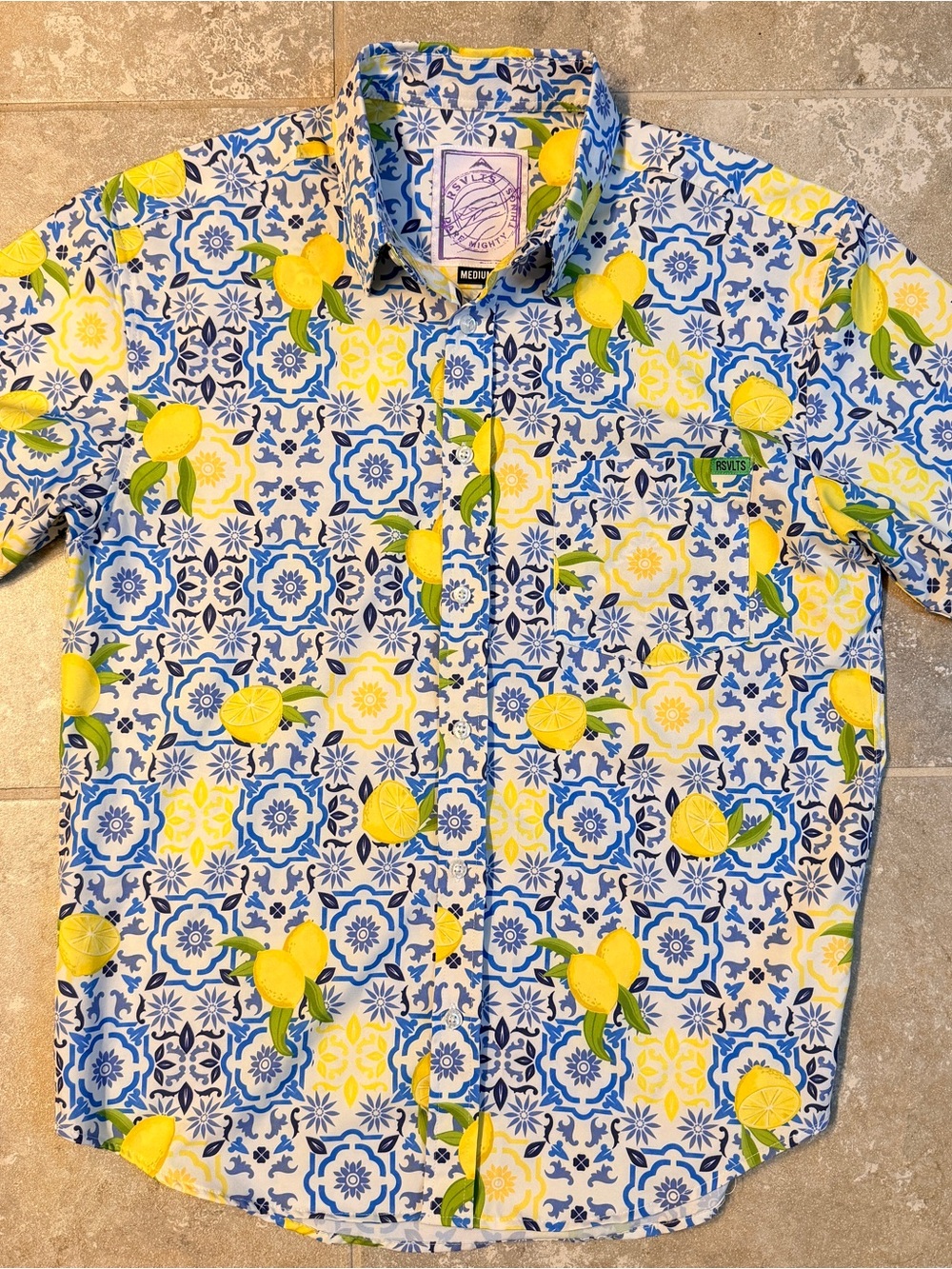 RSVLTS "Amalfi Coast Lemons" Kunuflex Short Sleeve Button-Down Shirt